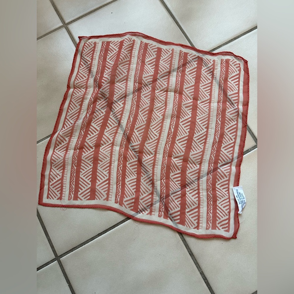 Ann Taylor Red and Cream Silk Scarf, 12 in Square